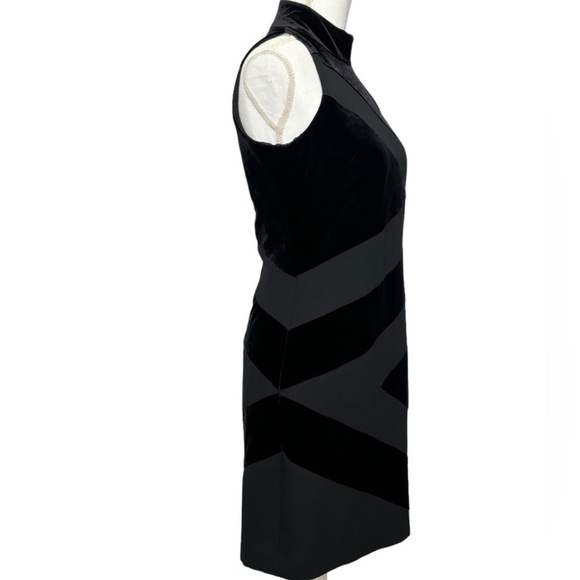 Laundry by Shelli Segal Vintage 90s Black Velvet Mini Geometric Halter Dress - Picture 9 of 9
